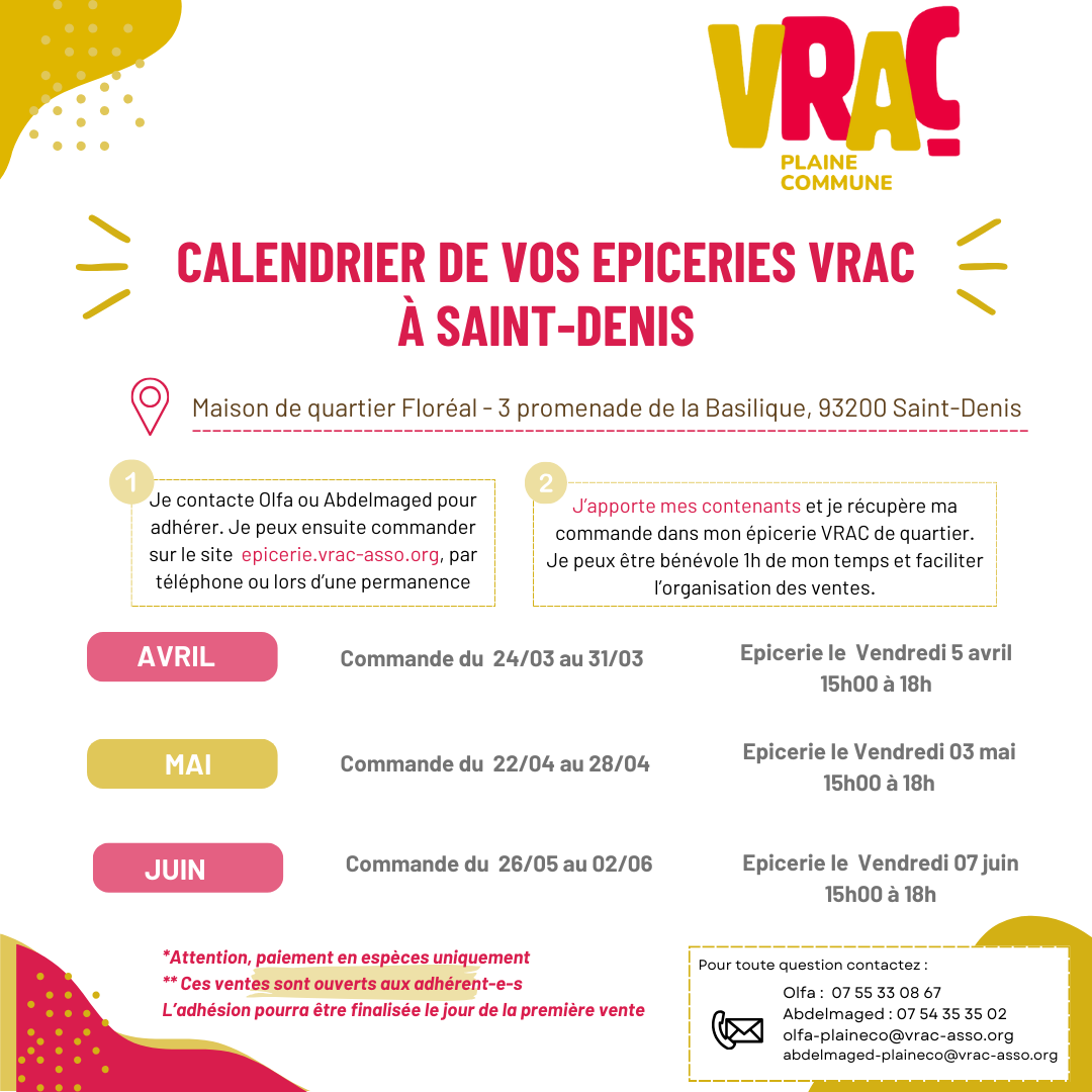 Vos épiceries VRAC à SaintDenis ! Dates et ouverture des commandes